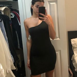 Black One Shoulder Mini Dress
